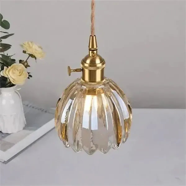 Elegant Glass Hanging Lamp in Flower Shape