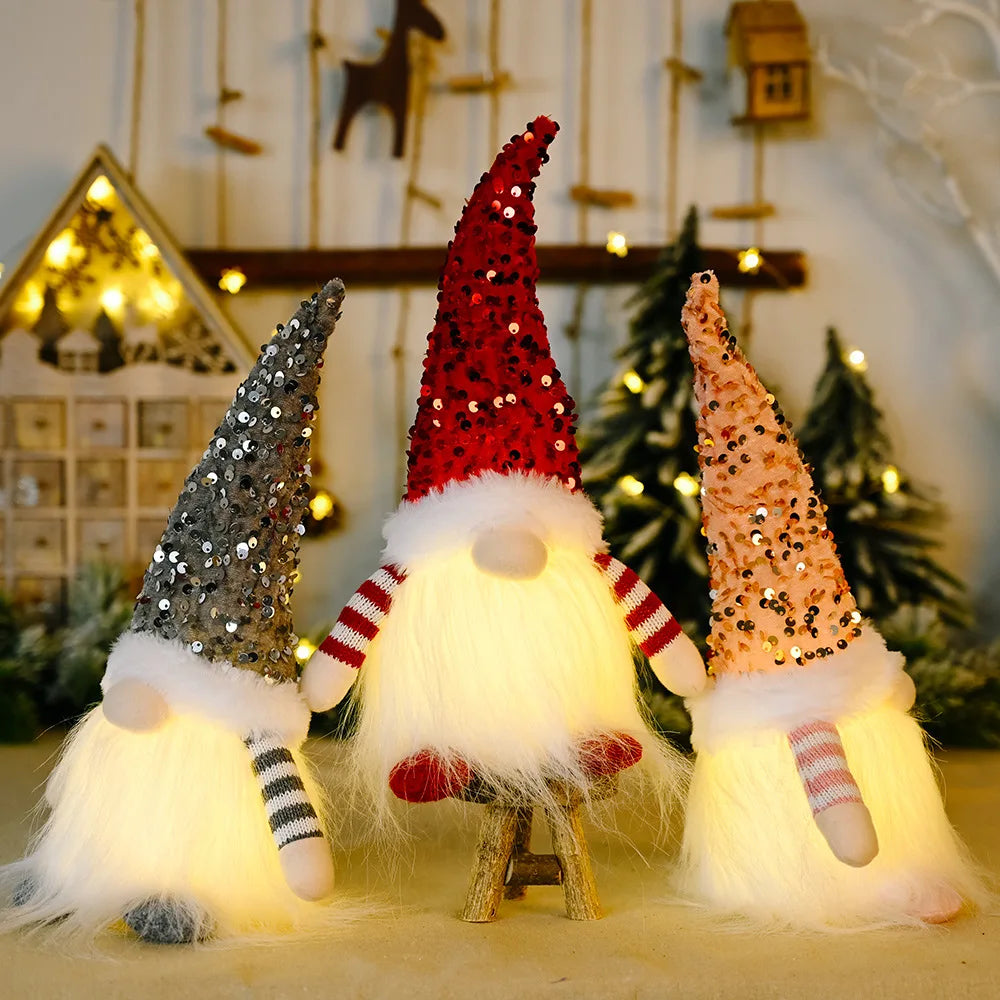Gloeiende Gnome Kerstboomversiering – Handgemaakte Decoratie met Warm LED-licht