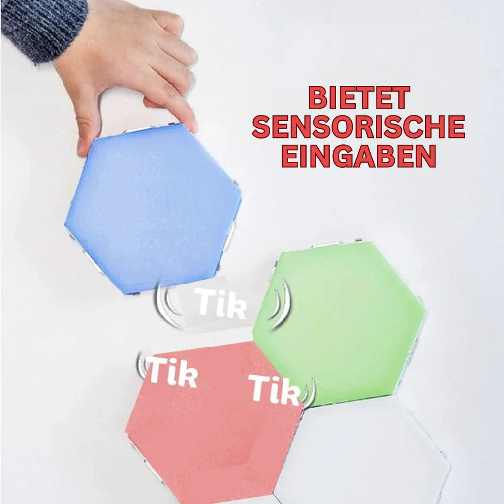 Interactive Hexagonal LED Panels with RGB Color Control and Music Synchronization
