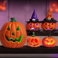 Spooky Jack O’Lantern Set – Light-Up Battery Halloween Pumpkin Decor