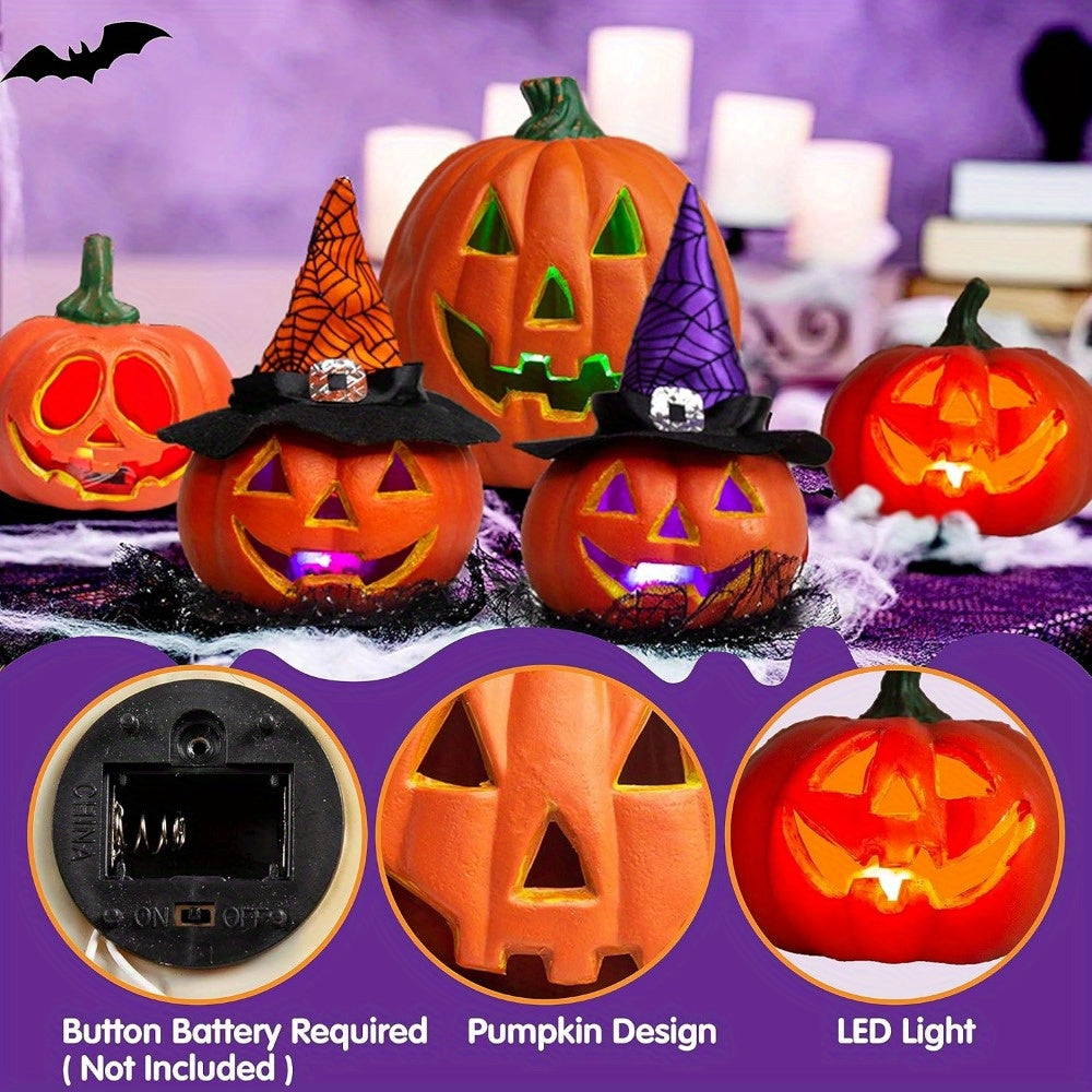 Spooky Jack O’Lantern Set – Light-Up Battery Halloween Pumpkin Decor