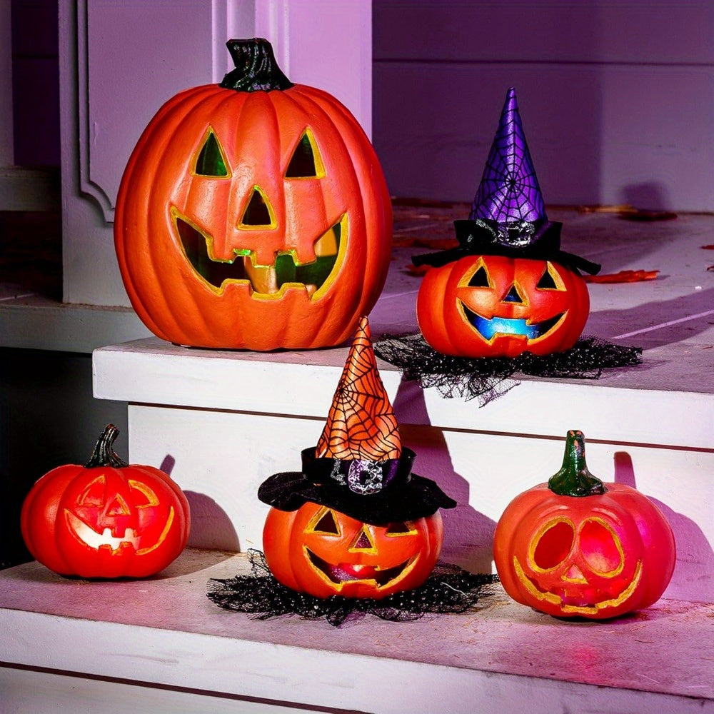 Spooky Jack O’Lantern Set – Light-Up Battery Halloween Pumpkin Decor