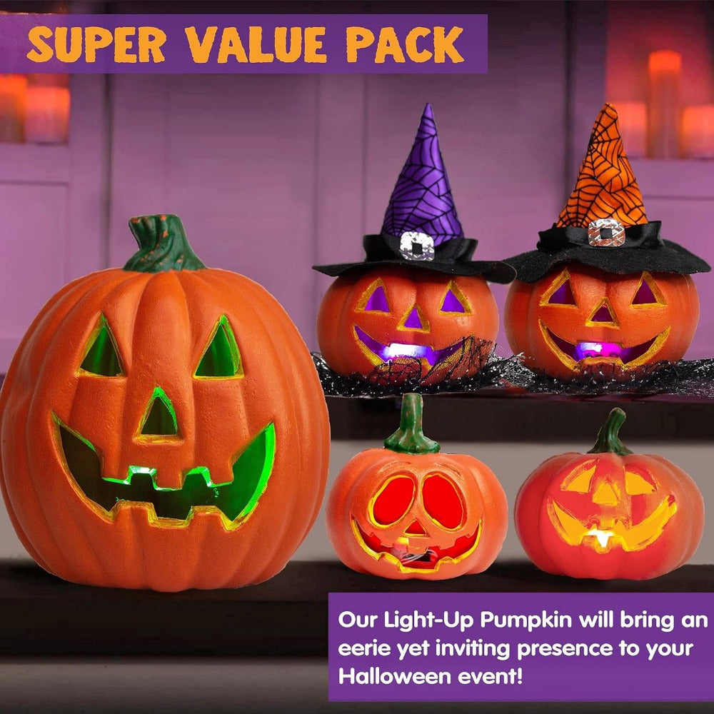 Spooky Jack O’Lantern Set – Light-Up Battery Halloween Pumpkin Decor