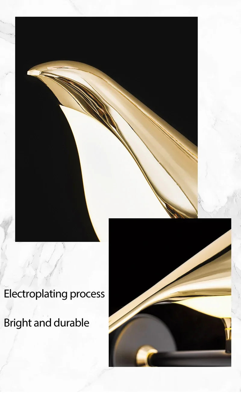 Gold Birds Wall Light