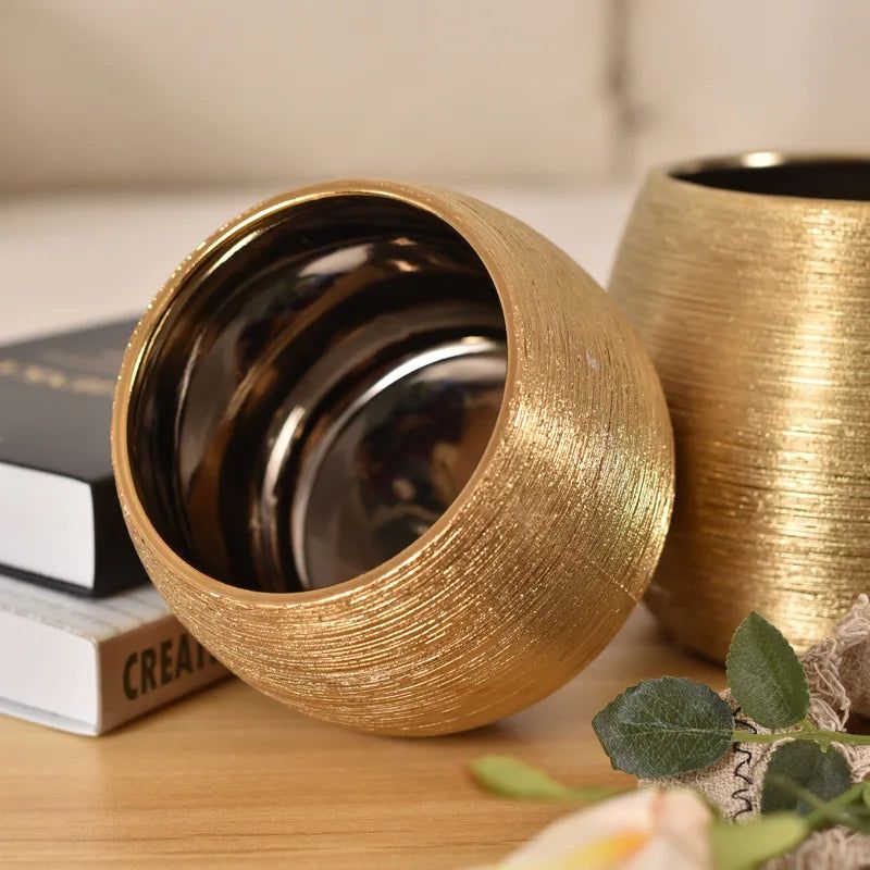 Gold-coated flower pot