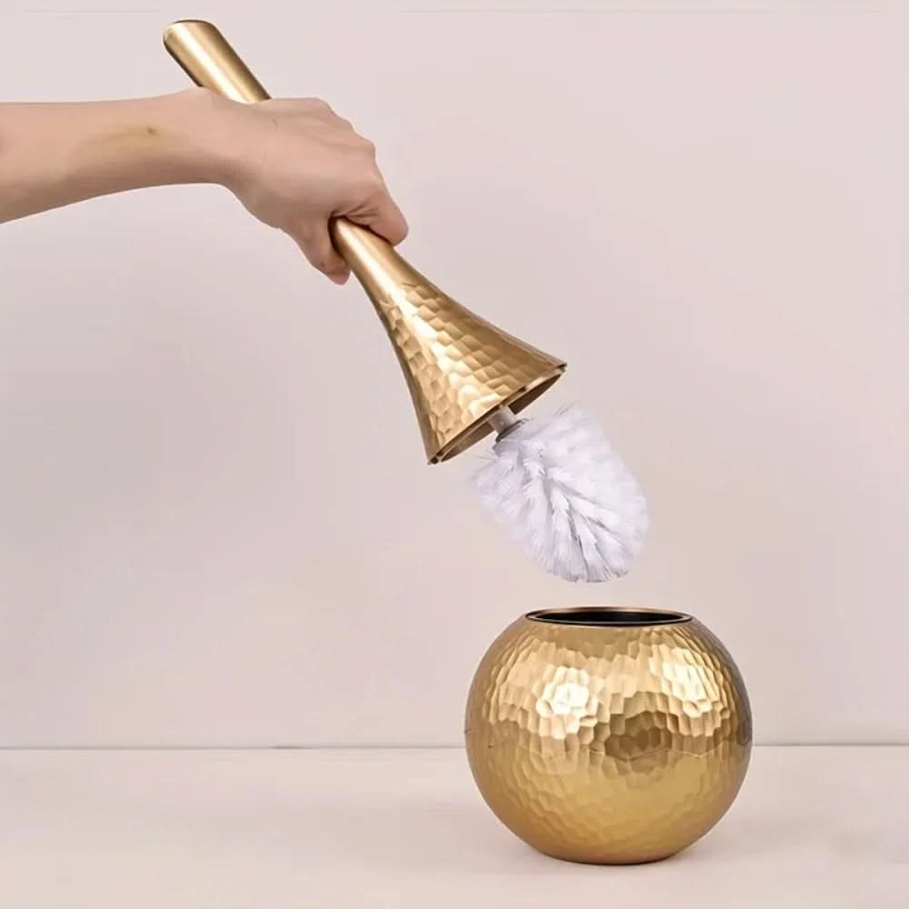 Elegant toilet brush in modern gold design for style & hygiene