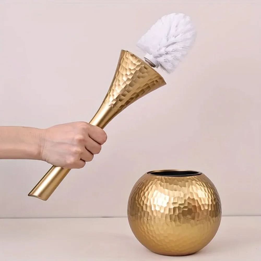 Elegant toilet brush in modern gold design for style & hygiene
