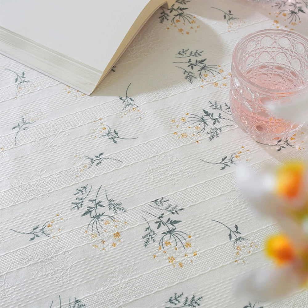 Golden Tassel Floral Round Table Cloth