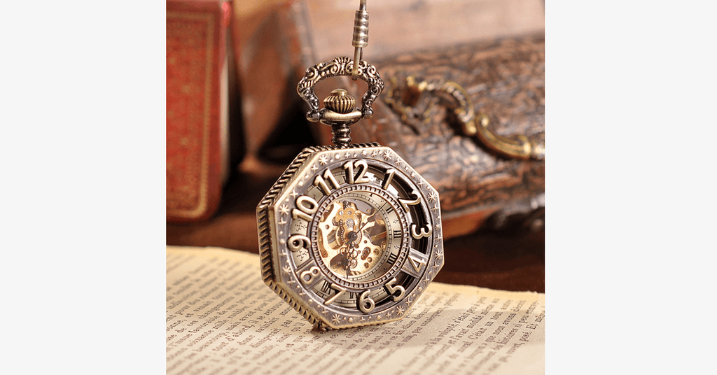 Golden Treasure Mechanical Pocket Watch - Vintage and Antique Look with an Admirable Design
