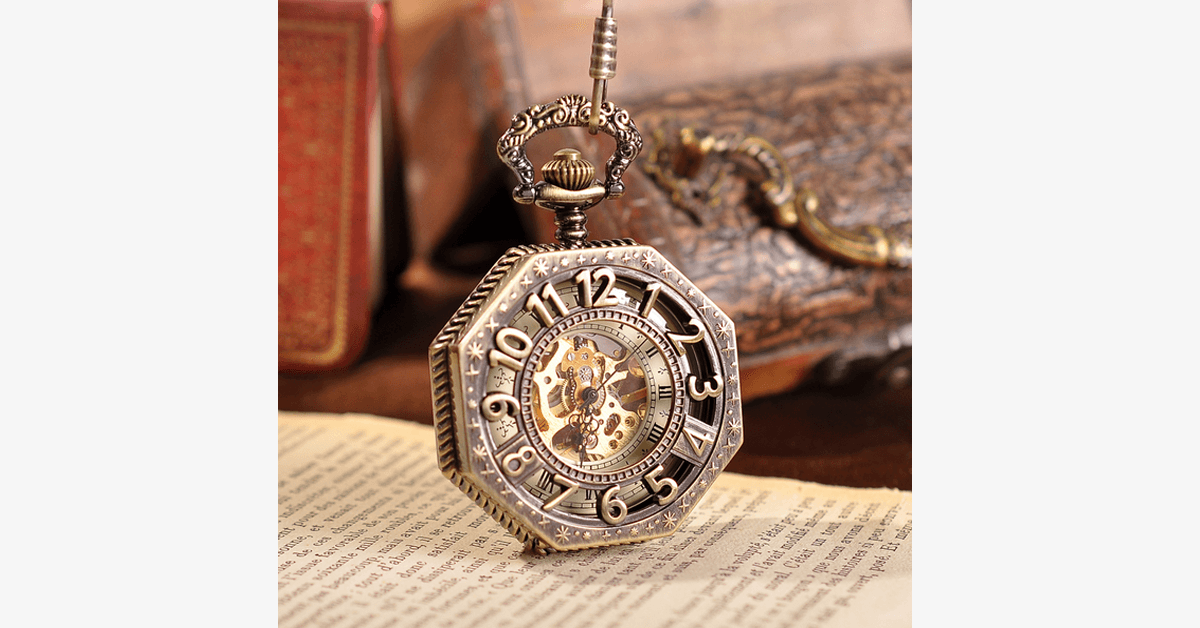 Golden Treasure Mechanical Pocket Watch - Vintage and Antique Look with an Admirable Design