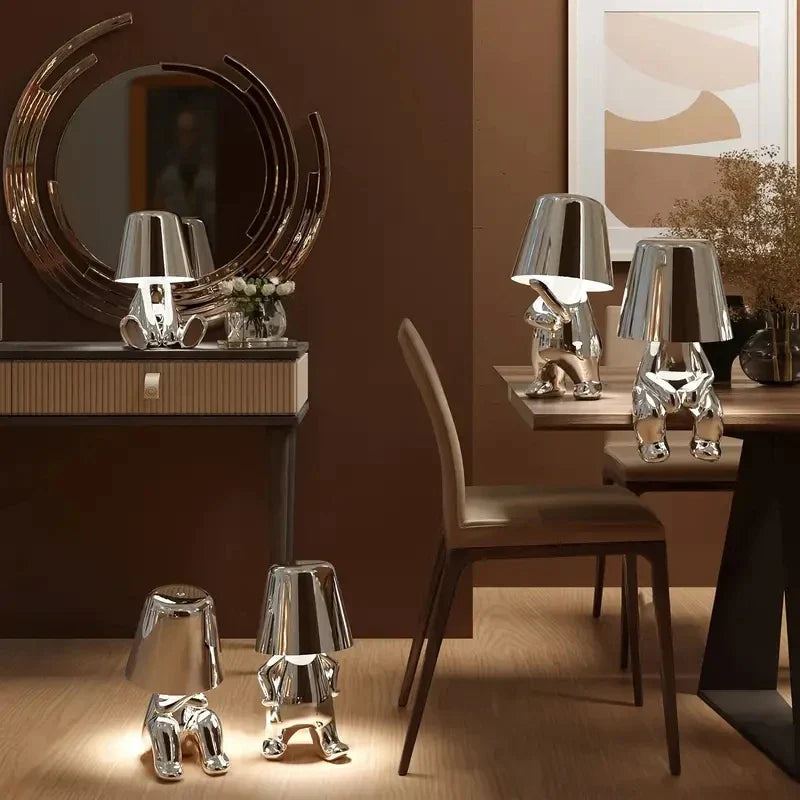 Modern LED table lamp in sculpture design – Decorative statue lamp for living room