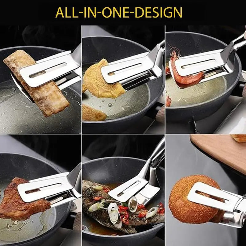 Grill tongs made of stainless steel – 2-in-1 spatula & gripping tongs