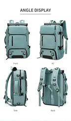 Large waterproof travel backpack with USB port