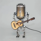 Designer table lamp robot with guitar for modern and creative interiors