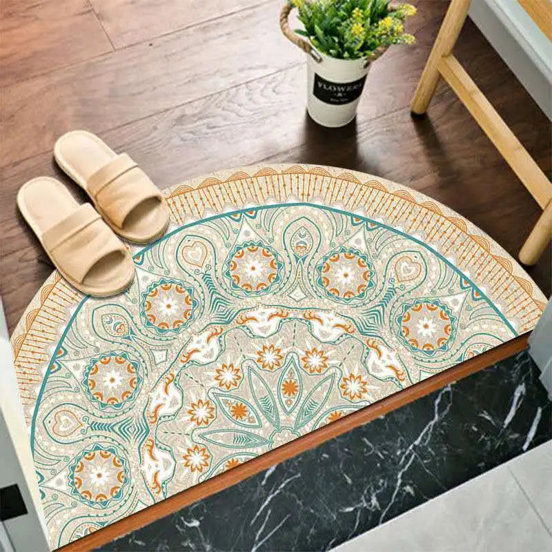 Bohemian non-slip semicircular doormat
