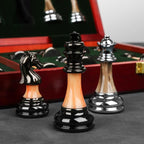 Luxurious chess set made of metal with a large 45 cm wooden board