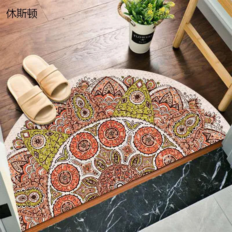 Bohemian non-slip semicircular doormat
