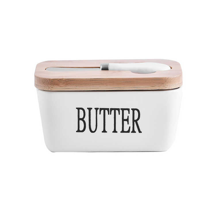 Rectangular Ceramic Butter Dish Sealed Storage Container Western Cheese Jug Butter Glass for Storage for Restaurant 15x8.5 cm