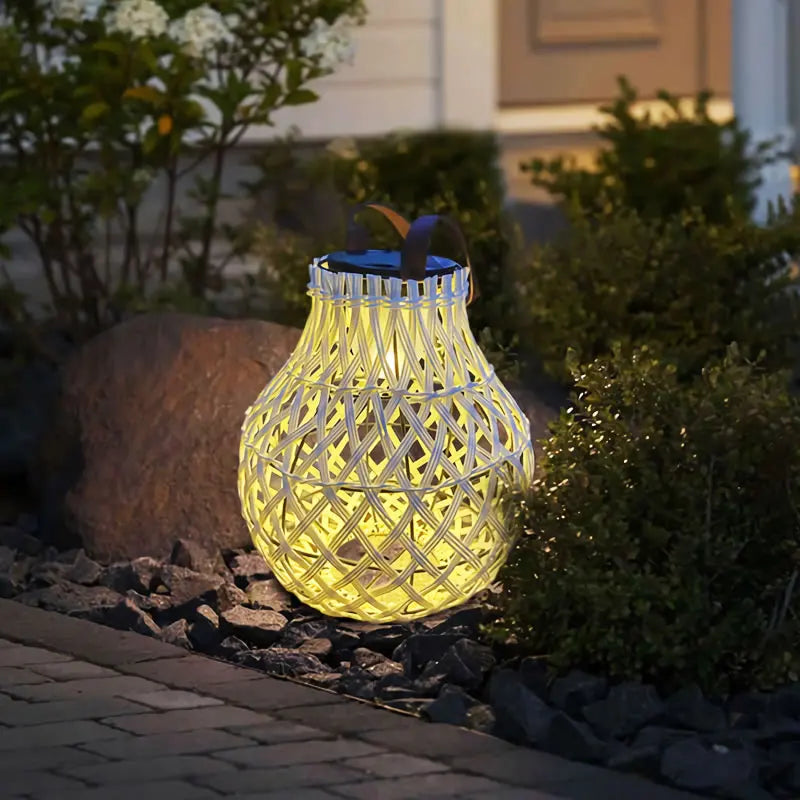 Solar LED Rattan Lantern – Large Outdoor Lighting in Oval Design for Garden and Terrace
