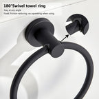 Towel ring made of 304 stainless steel in chrome, Round simple design, Black, European bathroom accessories, Rustproof