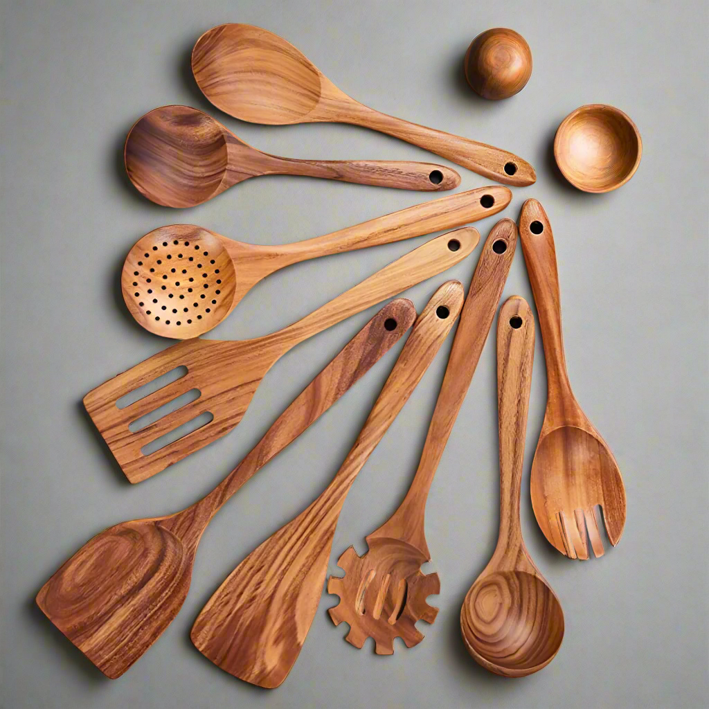 TeakChef Kitchen Set – Sustainable Antibacterial Kitchen Utensils made of Teakwood