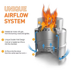 Portable Stainless Steel Wood Burning Camping Stove - Lightweight Outdoor Cooker for Travel and BBQ