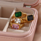 Chunky Cross Striped Baguette Diamond Ring
