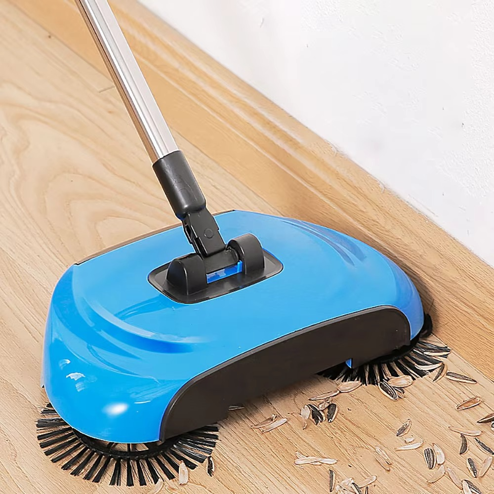 3-in-1 Stainless Steel Push Broom with Dustpan and Scraper for Easy Home Cleaning