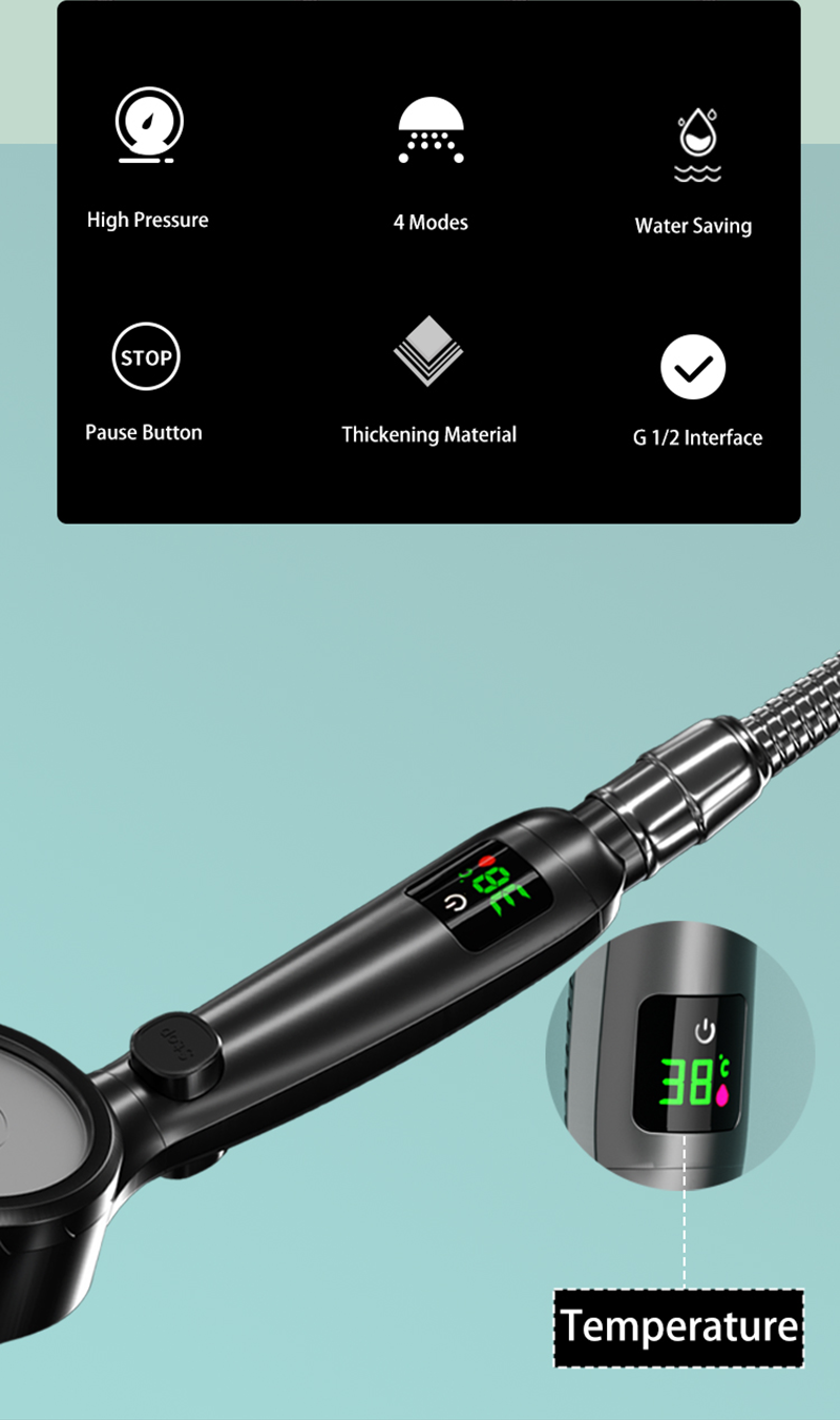 Shower head with temperature display on sale