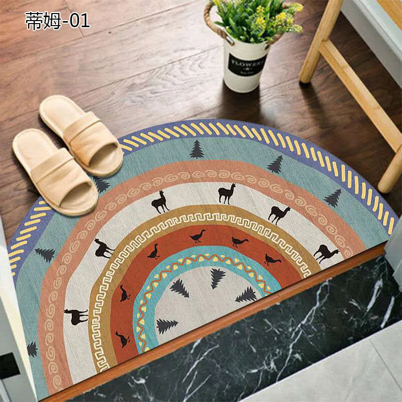 Bohemian non-slip semicircular doormat