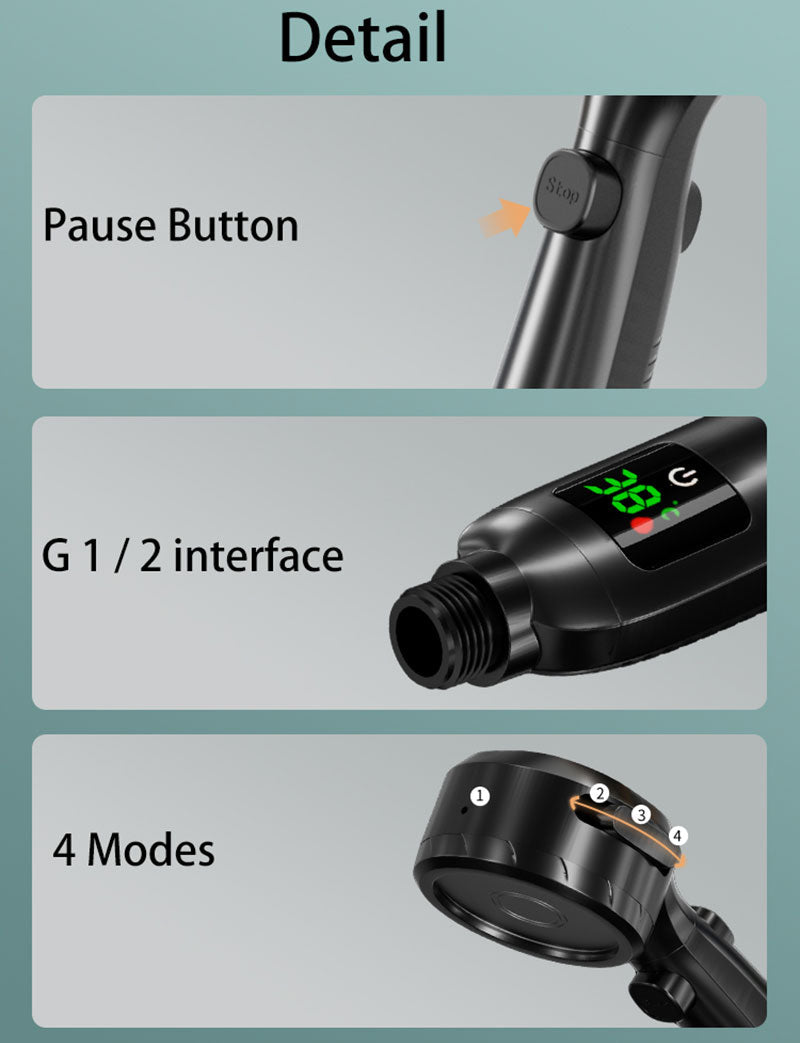 Shower head with temperature display on sale