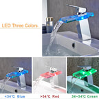 LED Brass Waterfall Modern Faucet