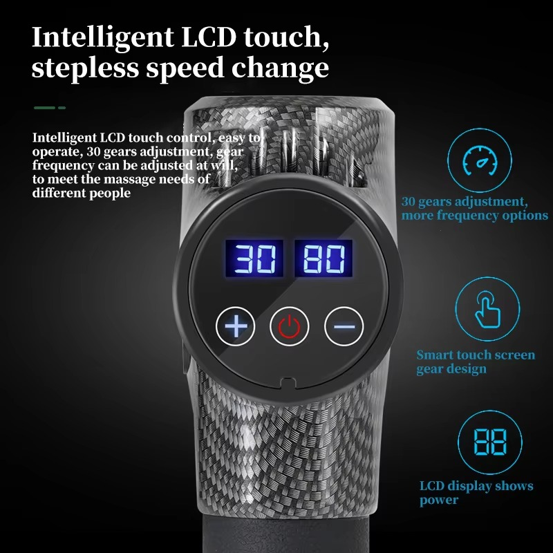 Deep Tissue Percussion Massage Gun with 30 Speeds and LCD Display