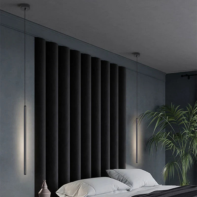 Nordic LED Pendant Light: Minimalist design with creative lines, perfect for the bedroom, dining area