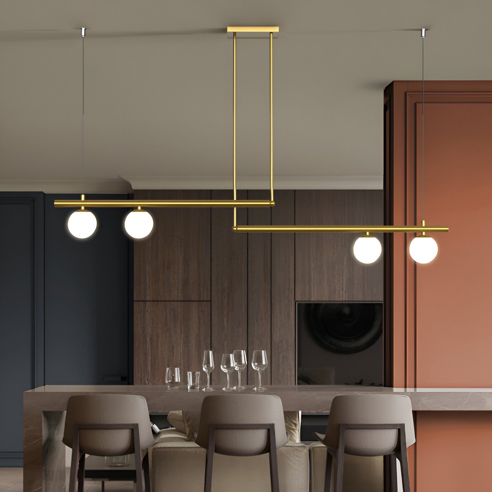 Nordic Glass Linear Luxury Pendant Lamp
