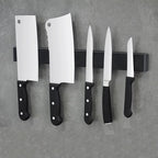 Magnetic Knife Holder – Wall-Mounted Black Steel Rack