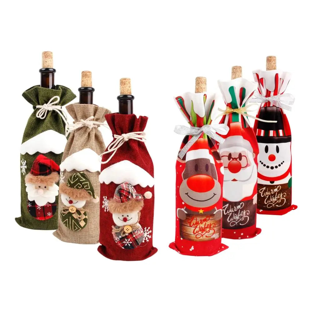 Festivora Wine Bottle Cover | Christmas Decoration 2025 | Fabric Cover for Wine & Champagne Bottles | Perfect Gift & Table Decoration for Christmas & New Year 2026