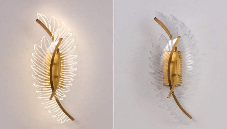 Wall Lamp with Nature-Inspired Golden Wing Motif