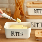 Rectangular Ceramic Butter Dish Sealed Storage Container Western Cheese Jug Butter Glass for Storage for Restaurant 15x8.5 cm
