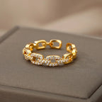 Adjustable Diamond Chain Link Ring