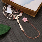 Metal Tassel Calligraphy Bookmark – Chinese Style Fan Design for Books and Journals