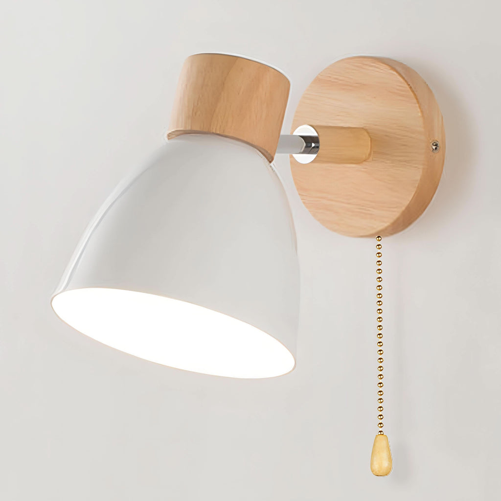 Nordic Wood Hanging Wall Light with Pull Switch