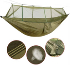 2-Person Outdoor Hammock with Mosquito Net - Portable Parachute Fabric Camping Bed