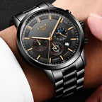Military Black Steel Watch – Elegant Stainless Steel Men’s Wristwatch with Waterproof Design