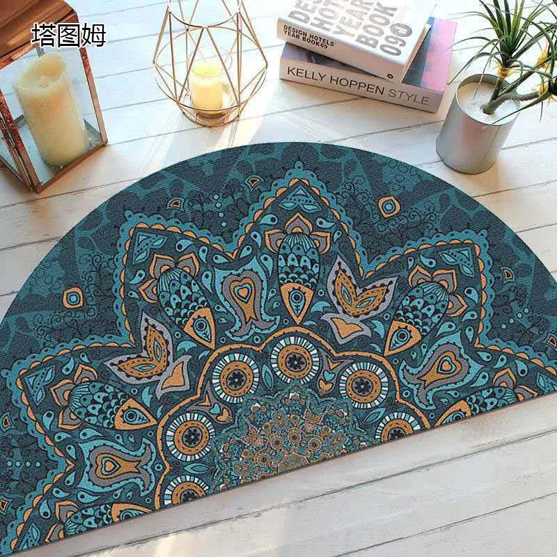 Bohemian non-slip semicircular doormat