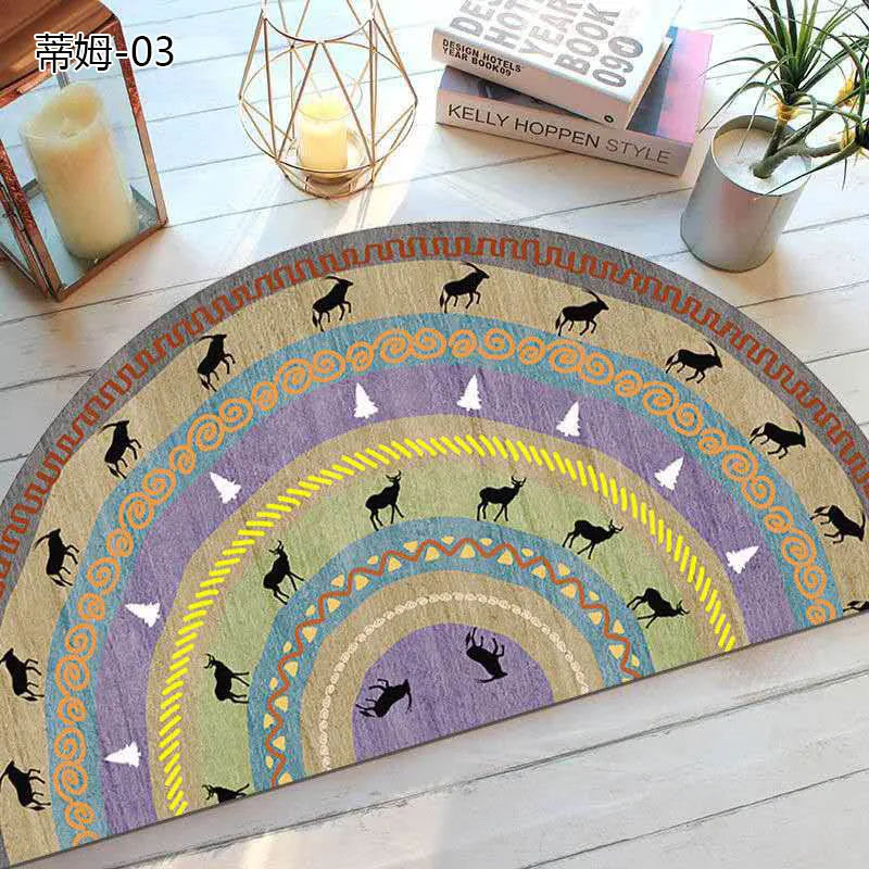 Bohemian non-slip semicircular doormat