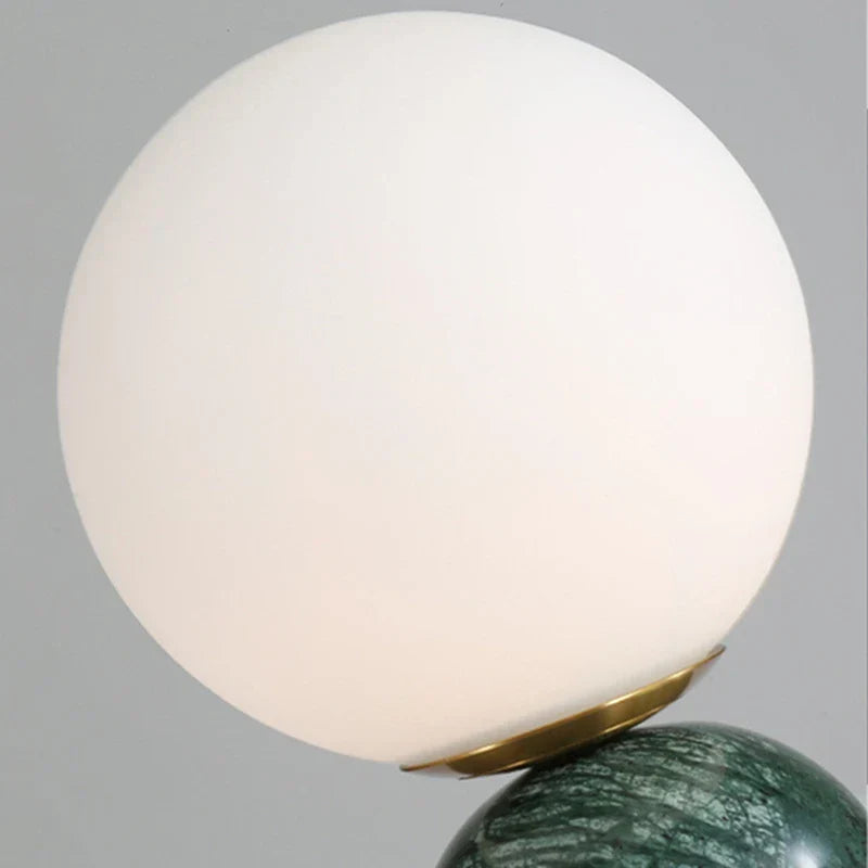 Modern Marble Table Lamp with Round Glass, Elegant Living Room Lighting