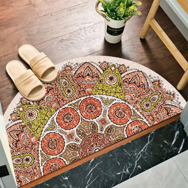 Bohemian non-slip semicircular doormat