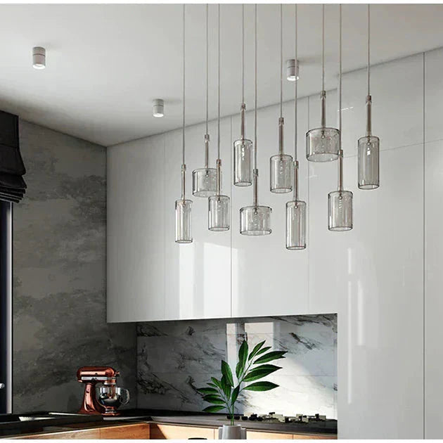 Pendant lamp for the dining table made of glass