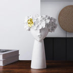 Nordic Girl Head Flower Resin Vase Statue Flower Flower Vases for Office Desktop Dried Flowers Ornaments Decor Container